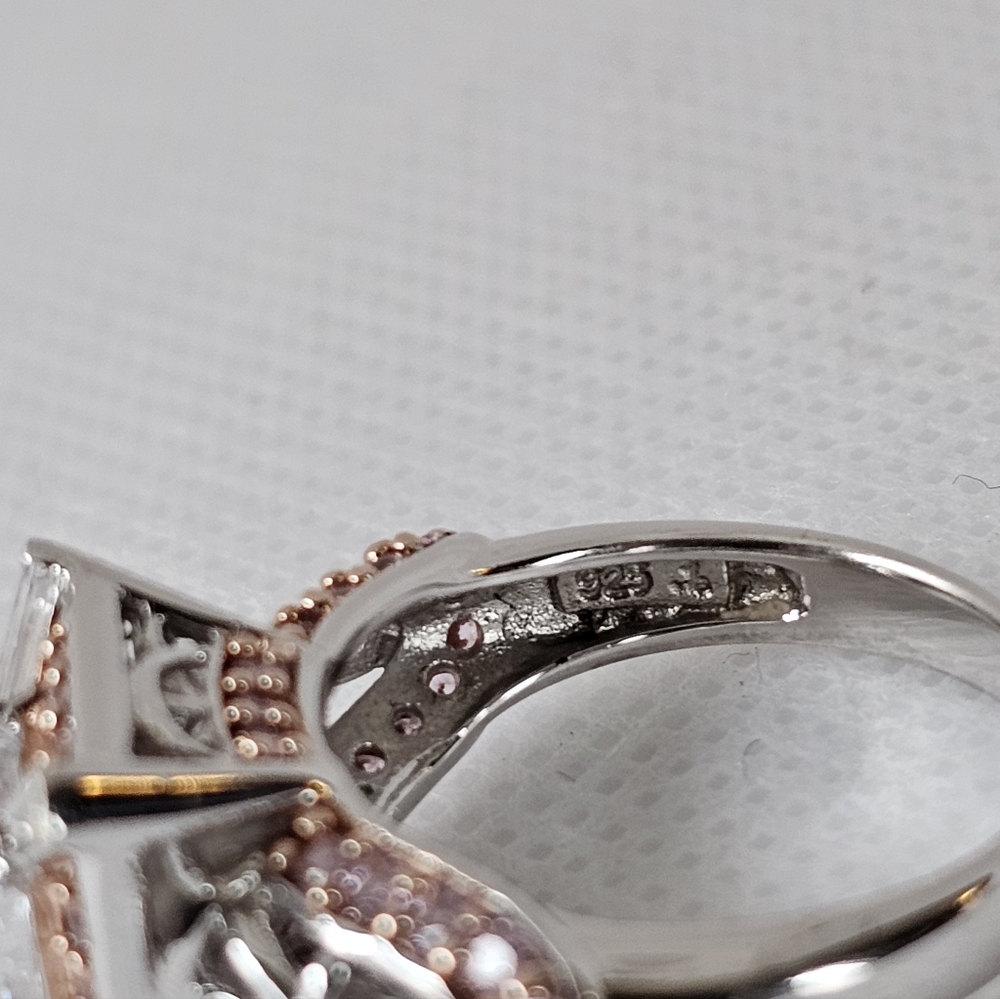 Beautiful Victoria Wieck Diamond & Pink Sapphire Simulant Sterling Silver Size 7 - Picture 8 of 10